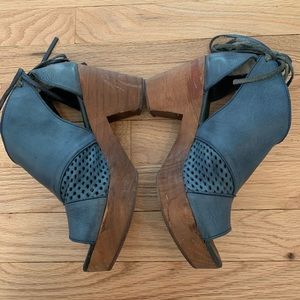 Free People leather clogs blue